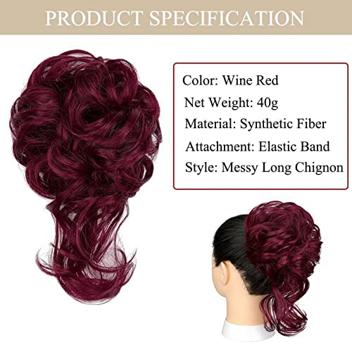 Long Tousled Messy Bun Hair Piece - Image 17