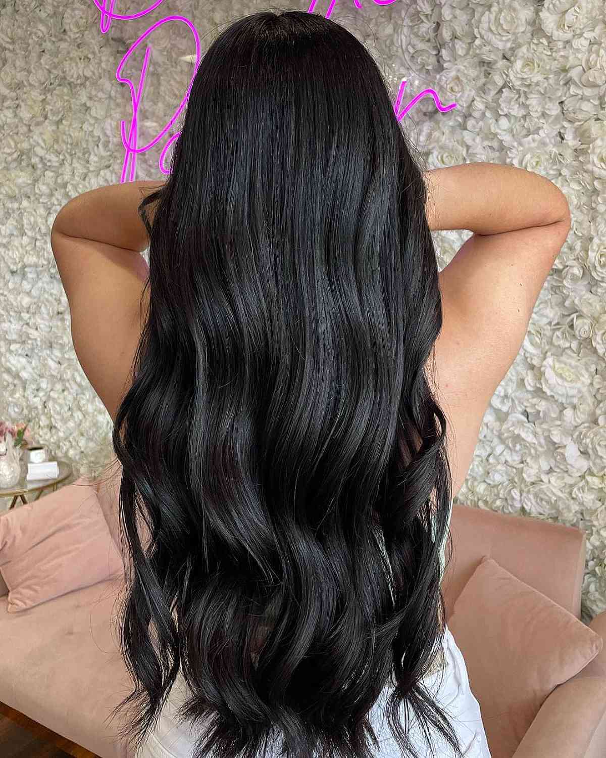 Long Wavy Black Human Hair Wig, Remy Full Lace - Image 2