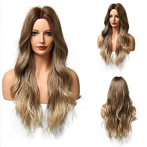 Long Wavy Blonde Brown Mix Heat Resistant Wig - Image 2