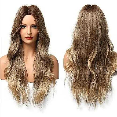 Long Wavy Blonde Brown Mix Heat Resistant Wig - Image 3