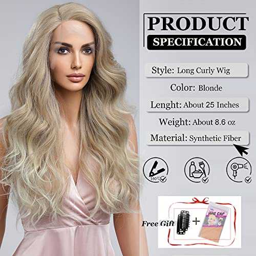 Long Wavy Blonde Wig with Side Part - Image 3
