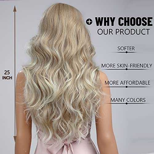 Long Wavy Blonde Wig with Side Part - Image 4