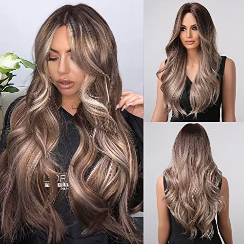 Long Wavy Brown Ash Blonde Wig - Image 2