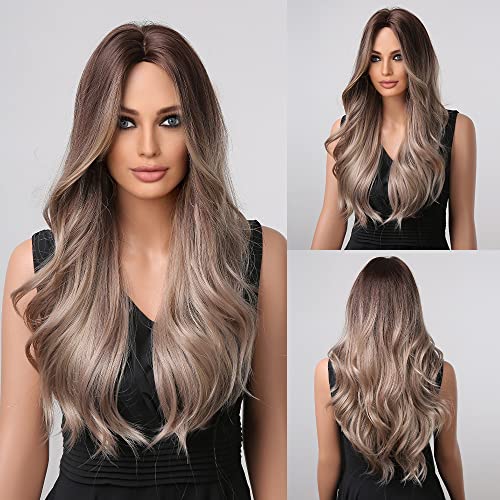 Long Wavy Brown Ash Blonde Wig - Image 3