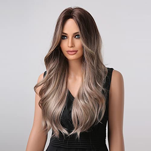 Long Wavy Brown Ash Blonde Wig - Image 4