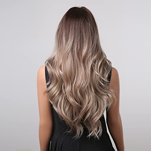 Long Wavy Brown Ash Blonde Wig - Image 5