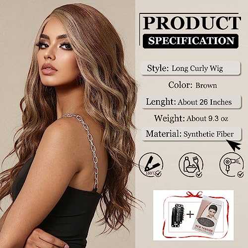 Long Wavy Brown Highlight Blonde Lace Wig - Image 2