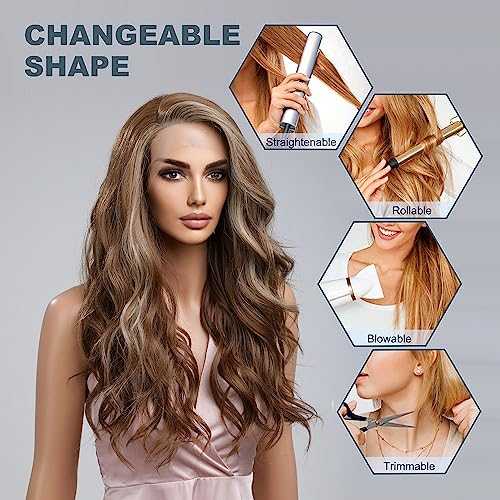 Long Wavy Brown Highlight Blonde Lace Wig - Image 5