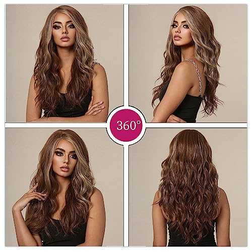 Long Wavy Brown Highlight Blonde Lace Wig - Image 6
