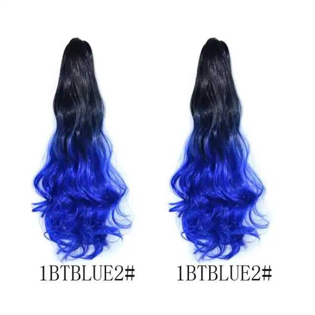 Long Wavy Claw Clip on Hair Extension High-Temperature Fiber  22 Inch Ombre  Ponytail - Image 11