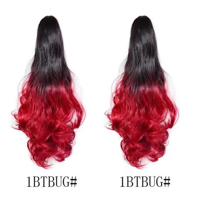 Long Wavy Claw Clip on Hair Extension High-Temperature Fiber  22 Inch Ombre  Ponytail - Image 12