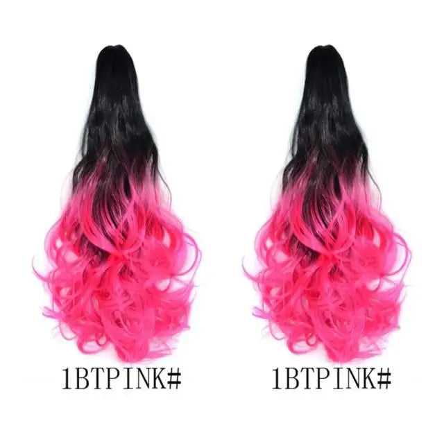 Long Wavy Claw Clip on Hair Extension High-Temperature Fiber  22 Inch Ombre  Ponytail - Image 13