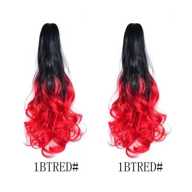 Long Wavy Claw Clip on Hair Extension High-Temperature Fiber  22 Inch Ombre  Ponytail - Image 14