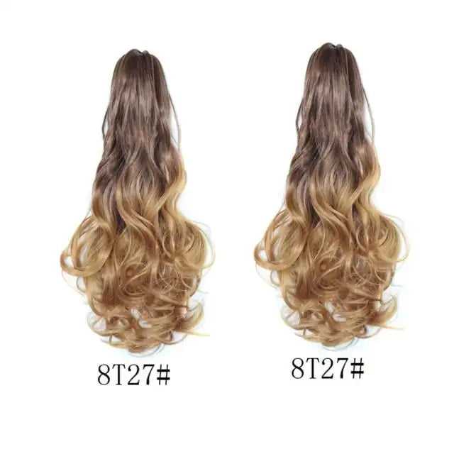 Long Wavy Claw Clip on Hair Extension High-Temperature Fiber  22 Inch Ombre  Ponytail - Image 15