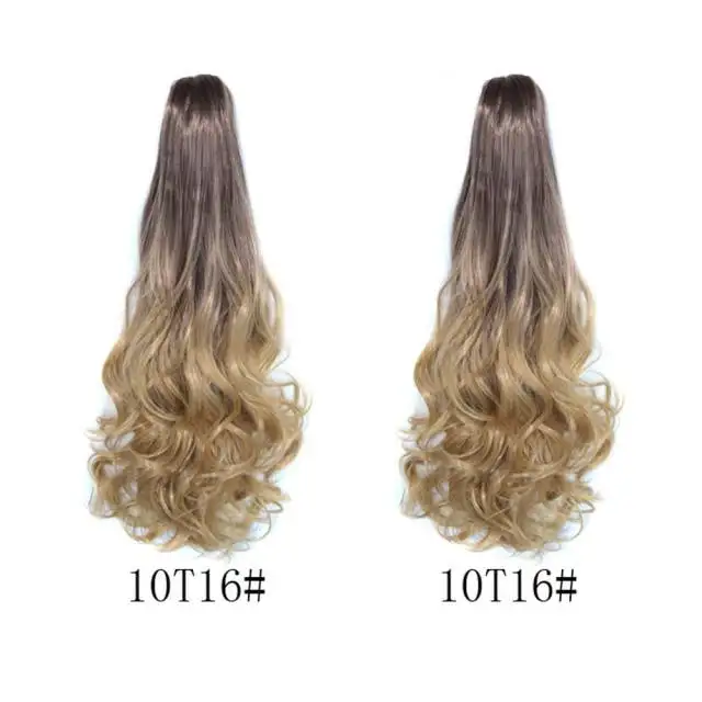 Long Wavy Claw Clip on Hair Extension High-Temperature Fiber  22 Inch Ombre  Ponytail - Image 16