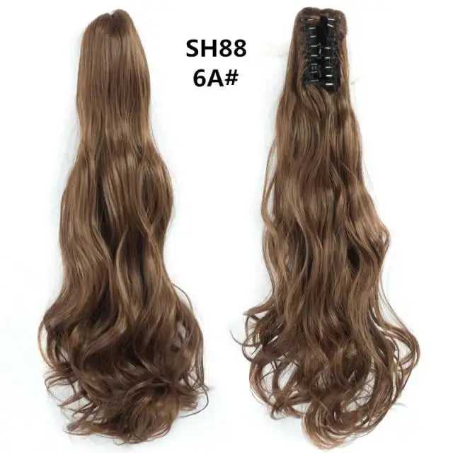Long Wavy Claw Clip on Hair Extension High-Temperature Fiber  22 Inch Ombre  Ponytail - Image 19