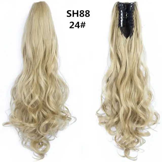 Long Wavy Claw Clip on Hair Extension High-Temperature Fiber  22 Inch Ombre  Ponytail - Image 23