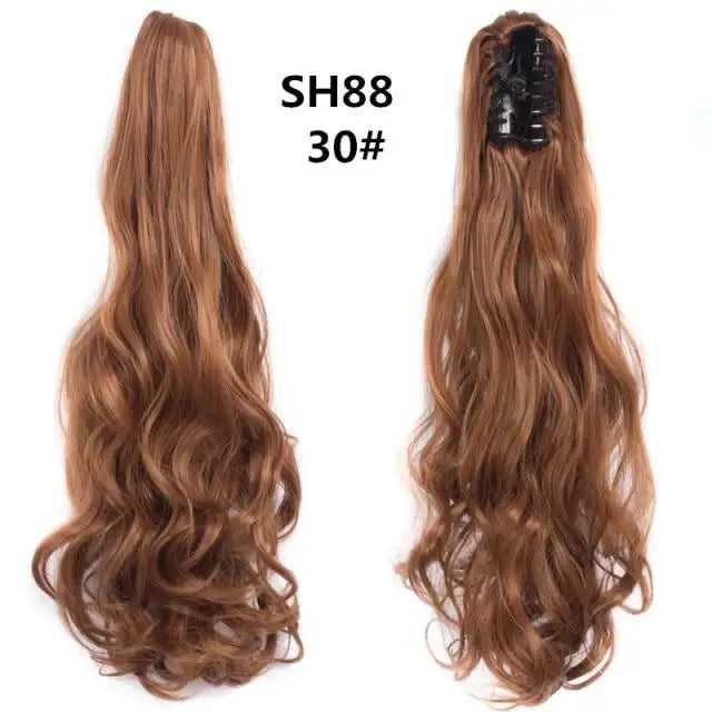 Long Wavy Claw Clip on Hair Extension High-Temperature Fiber  22 Inch Ombre  Ponytail - Image 25