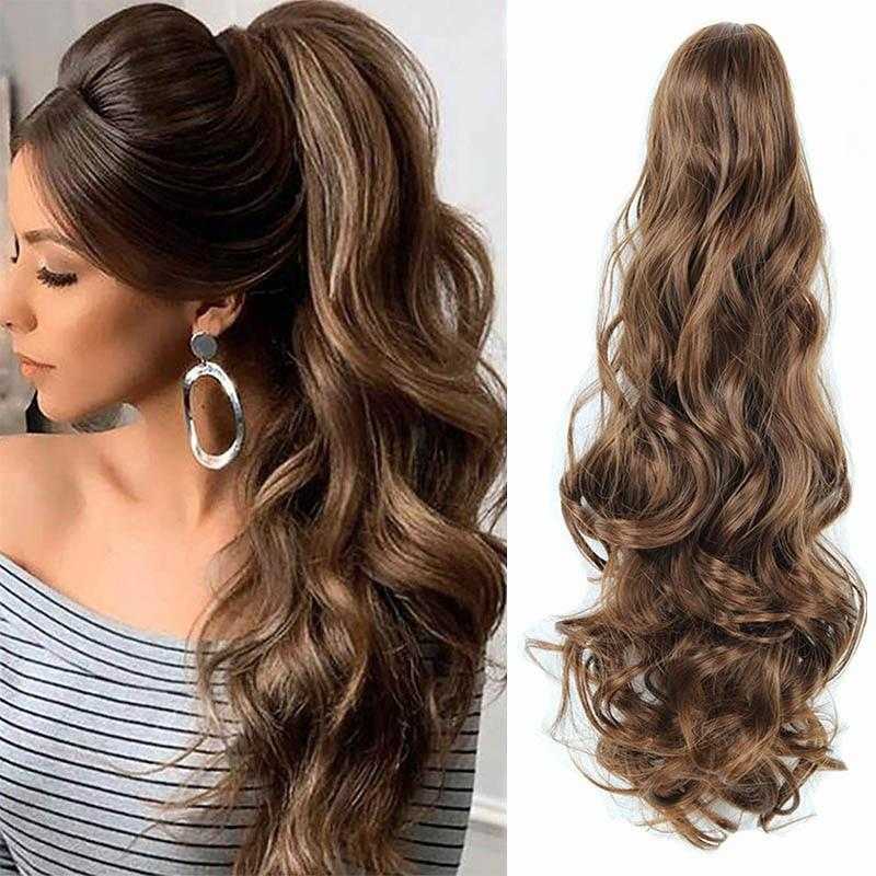 Long Wavy Claw Clip on Hair Extension High-Temperature Fiber  22 Inch Ombre  Ponytail - Image 41