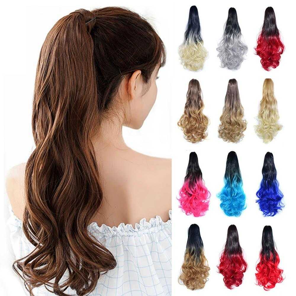 Long Wavy Claw Clip on Hair Extension High-Temperature Fiber  22 Inch Ombre  Ponytail - Image 43