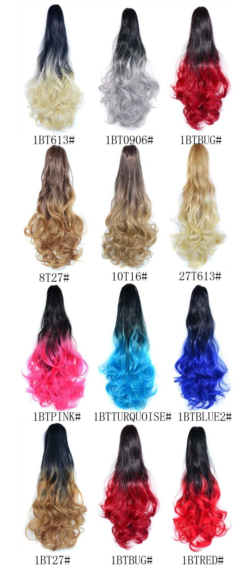Long Wavy Claw Clip on Hair Extension High-Temperature Fiber  22 Inch Ombre  Ponytail - Image 44