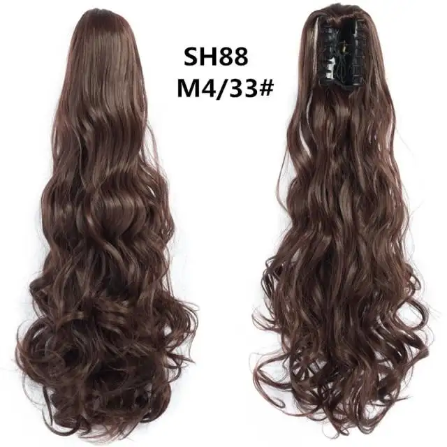Long Wavy Claw Clip on Hair Extension High-Temperature Fiber  22 Inch Ombre  Ponytail - Image 46