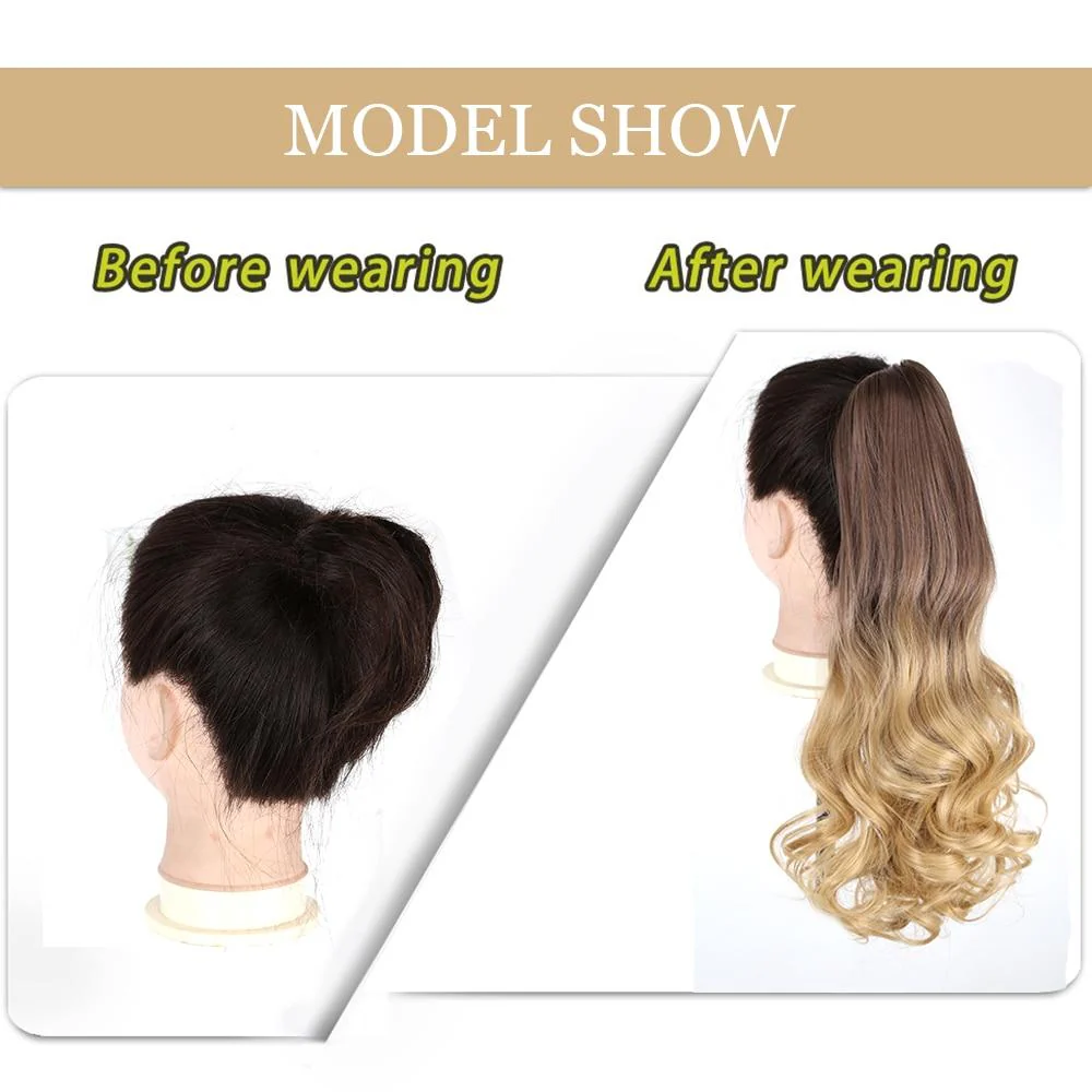 Long Wavy Claw Clip on Hair Extension High-Temperature Fiber  22 Inch Ombre  Ponytail - Image 50