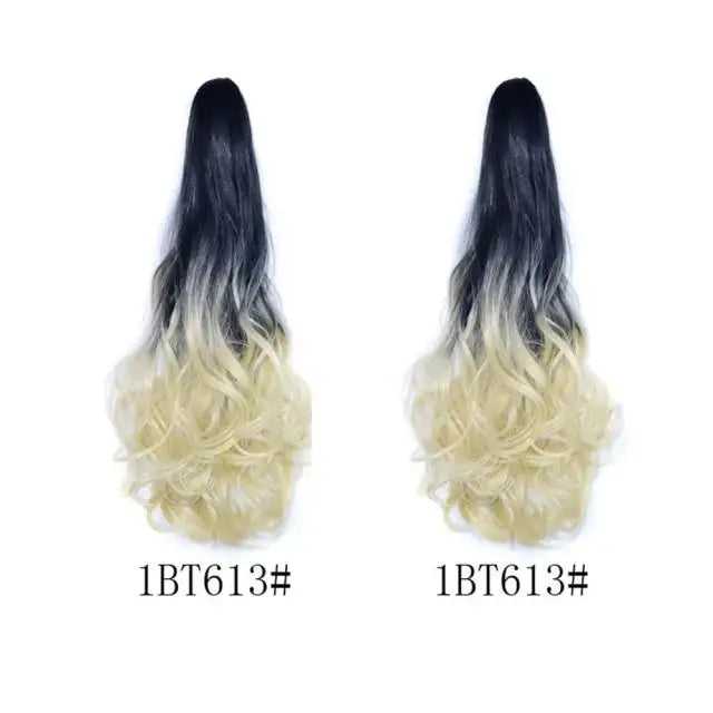 Long Wavy Claw Clip on Hair Extension High-Temperature Fiber  22 Inch Ombre  Ponytail - Image 8