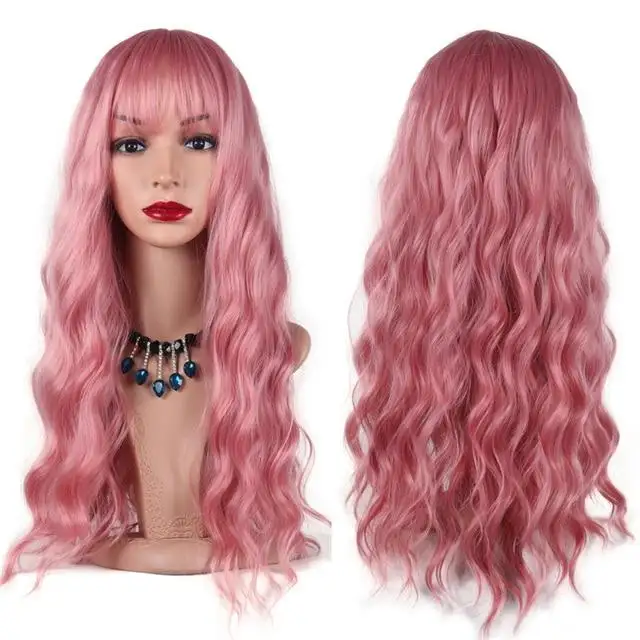 Long Wavy Heat Friendly Wig with Bangs - Image 10