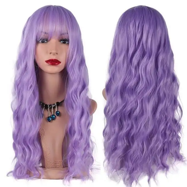 Long Wavy Heat Friendly Wig with Bangs - Image 11