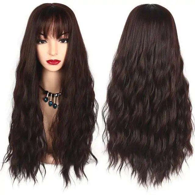 Long Wavy Heat Friendly Wig with Bangs - Image 13