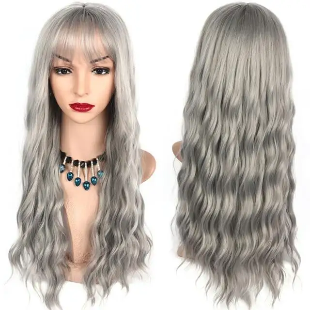 Long Wavy Heat Friendly Wig with Bangs - Image 14