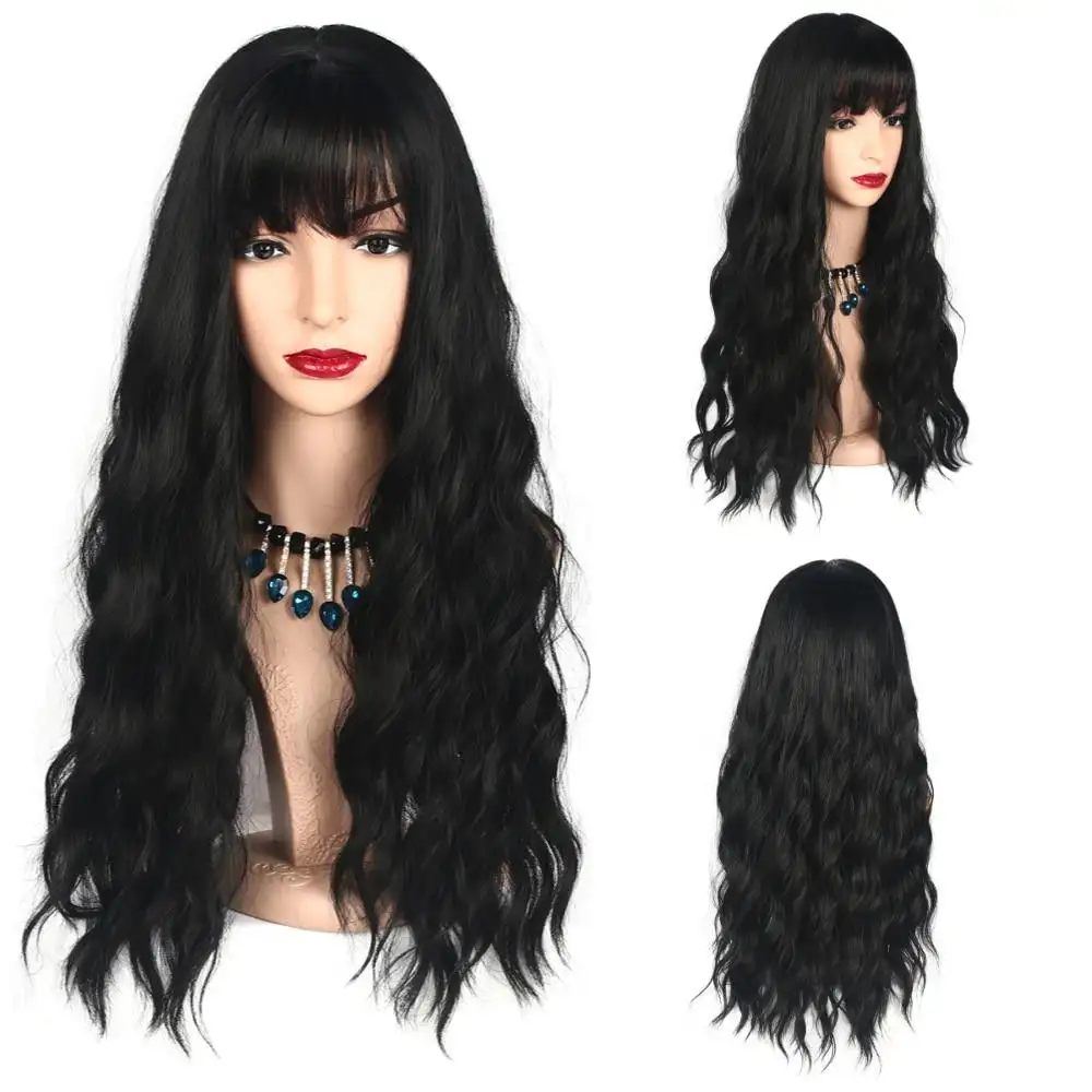 Long Wavy Heat Friendly Wig with Bangs - Image 2