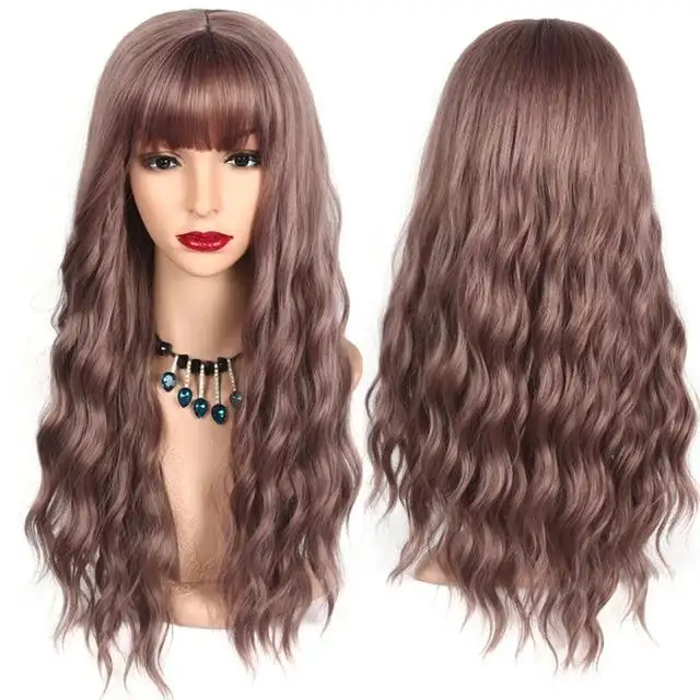 Long Wavy Heat Friendly Wig with Bangs - Image 4