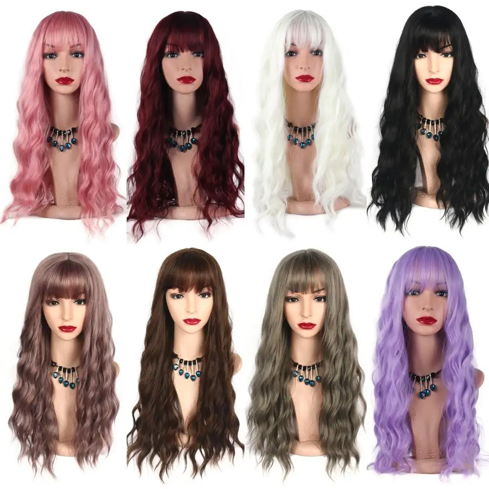 Long Wavy Heat Friendly Wig with Bangs - Image 6