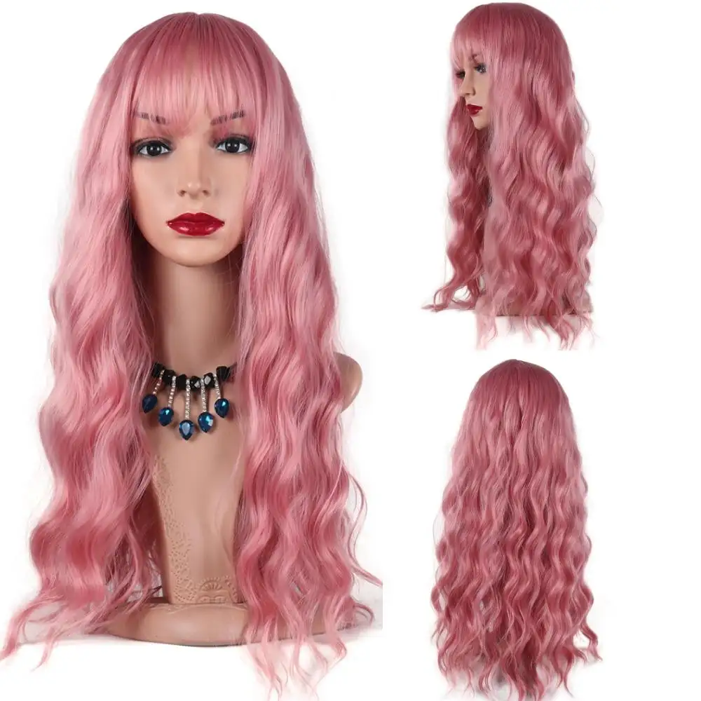 Long Wavy Heat Friendly Wig with Bangs - Image 8