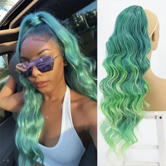 Long Wavy Ponytail Hair Drawstring Ponytail Extension - Image 9