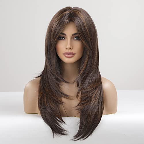 Long wig with side bangs and face framing layers - Image 2