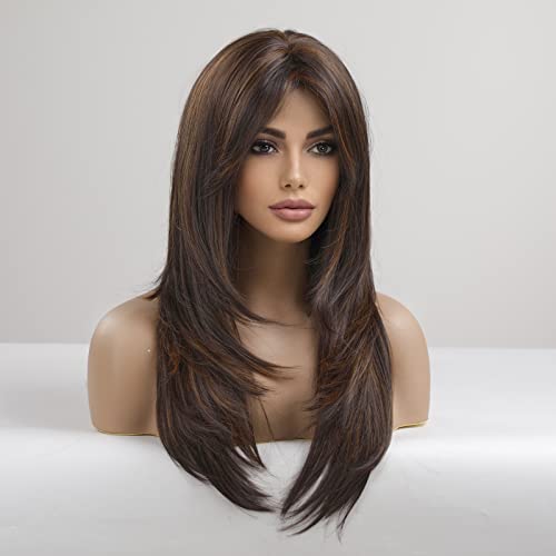 Long wig with side bangs and face framing layers - Image 3