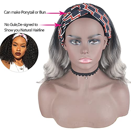 Loose waves 14 inch Ombre Grey Headband Wig - Image 3