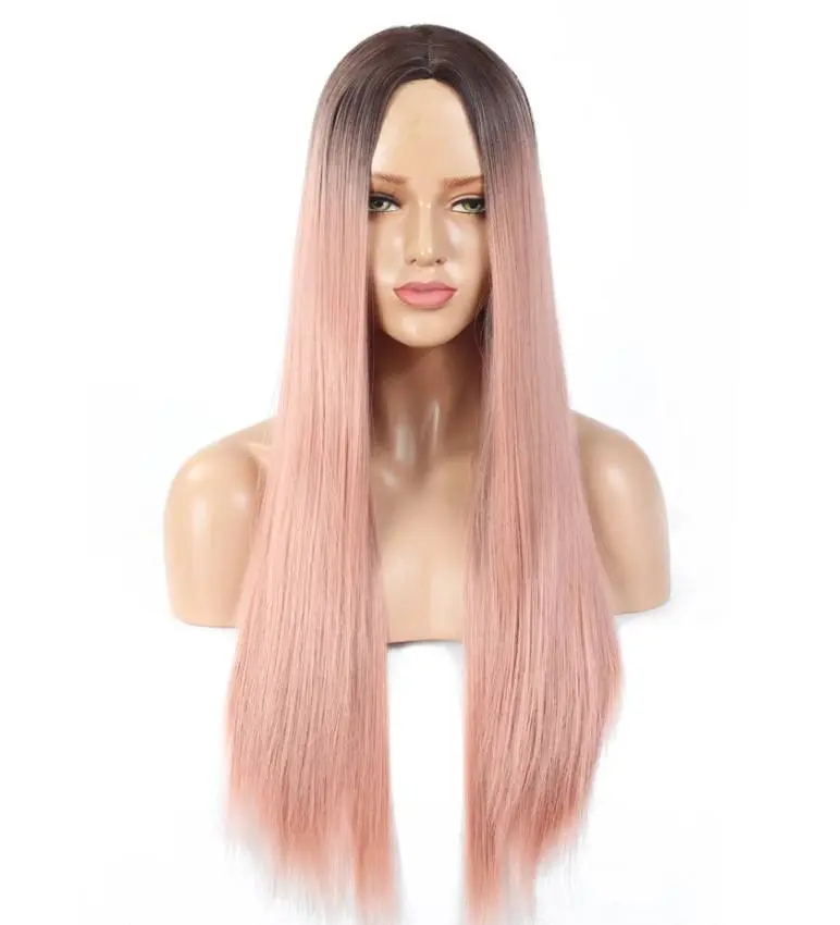 Lorilee Long Ash Pink & Orange Hair Wig - Image 2