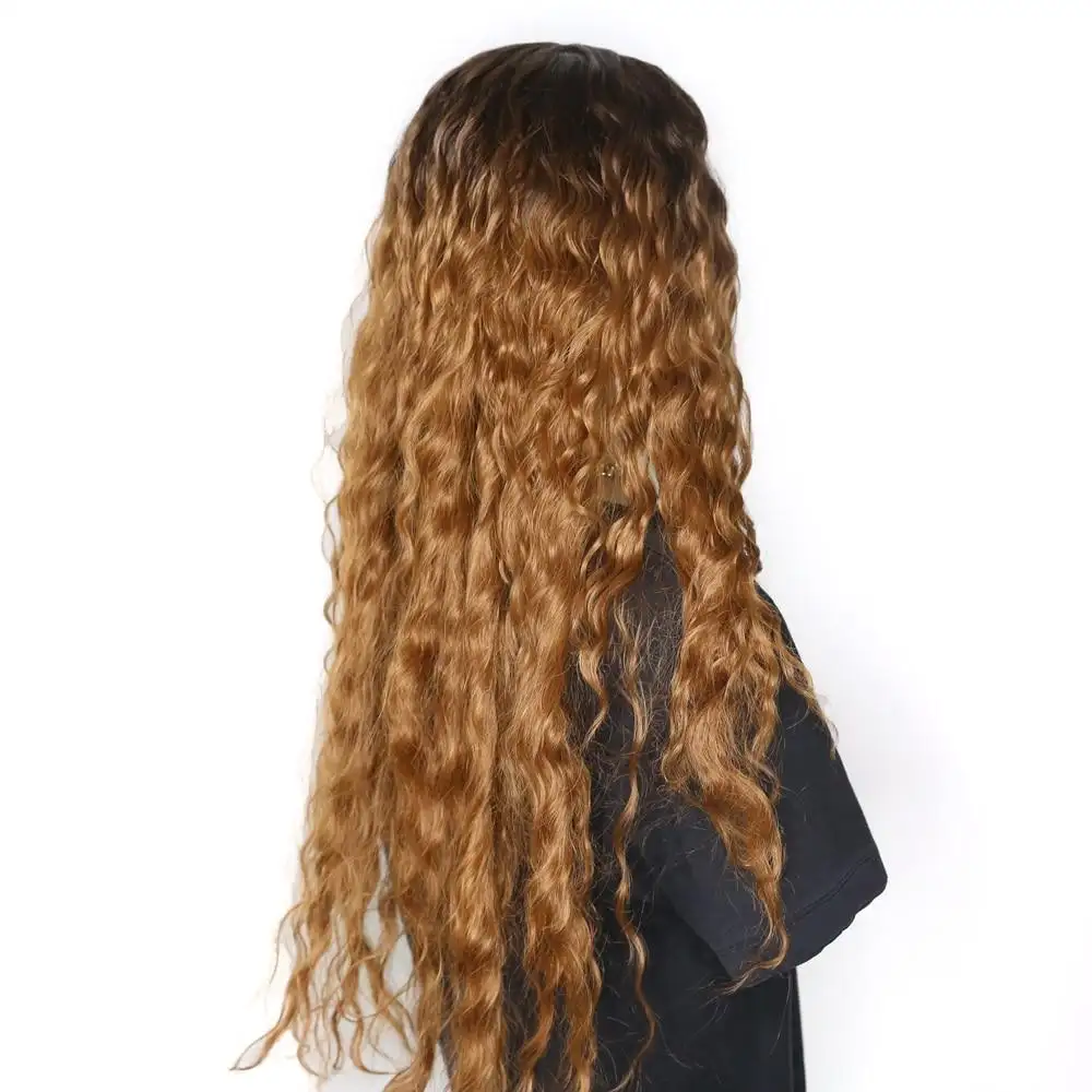 Lucia 26 Inch Lace Front Curly Middle Part Ombre Blonde Brown Wig - Image 3