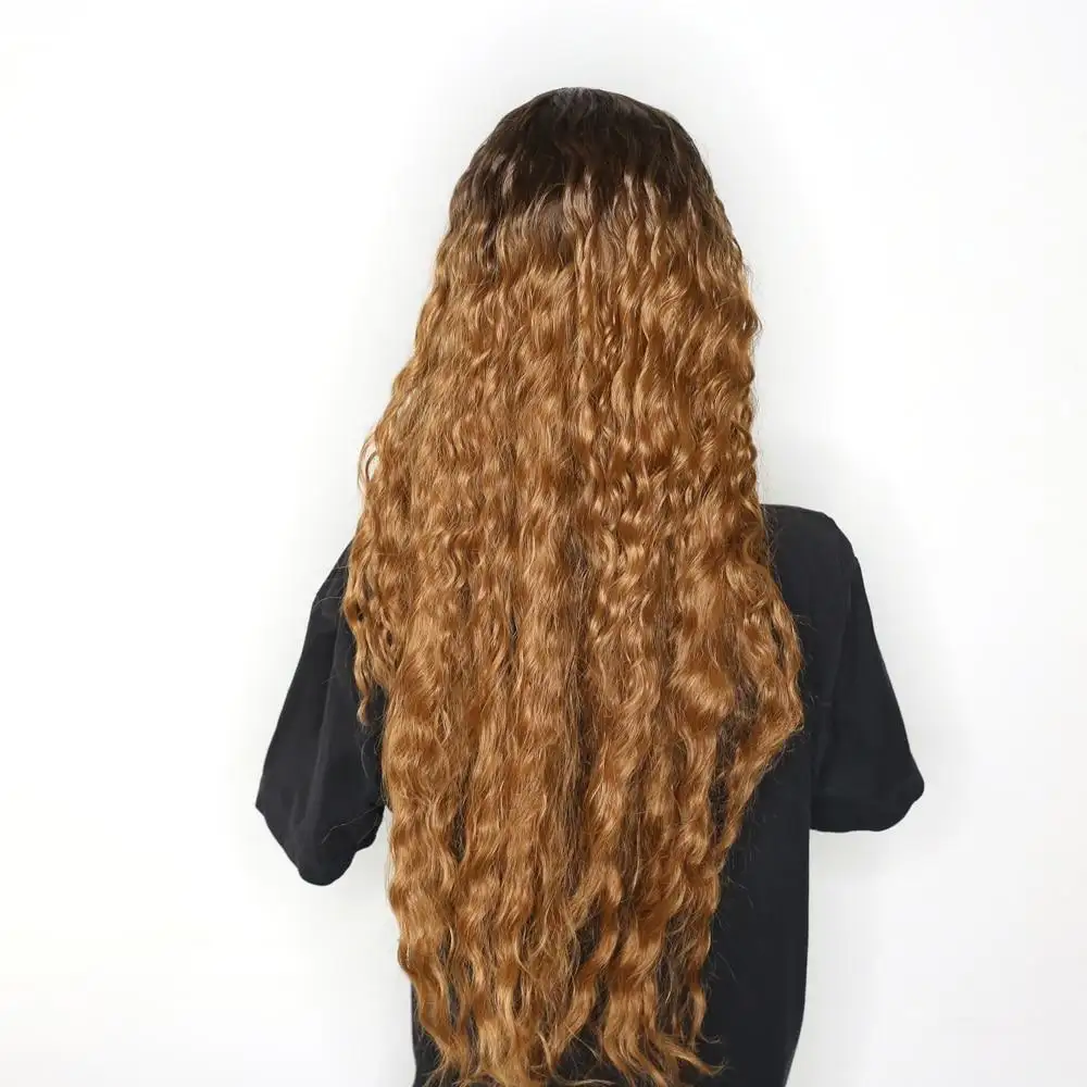 Lucia 26 Inch Lace Front Curly Middle Part Ombre Blonde Brown Wig - Image 4