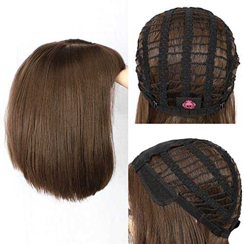 Medium Brown Bob Wig with Bangs - Image 6