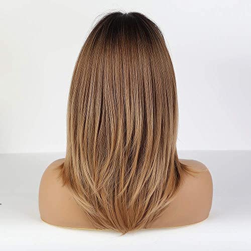 Medium length layered heat resistant wig with bangs - Image 20