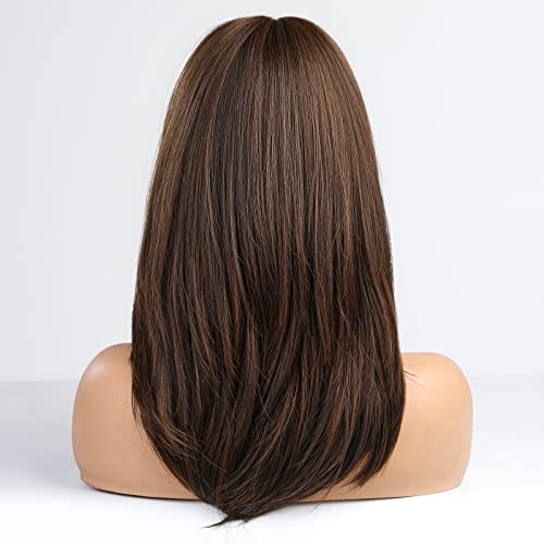 Medium length layered heat resistant wig with bangs - Image 5