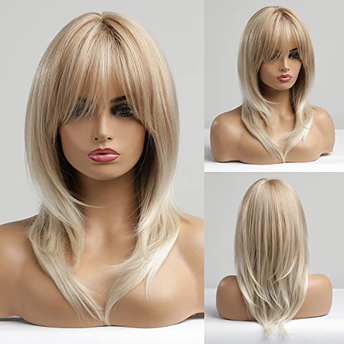 Medium length layered heat resistant wig with bangs - Image 6