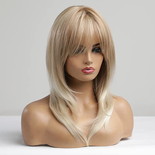 Medium length layered heat resistant wig with bangs - Image 7