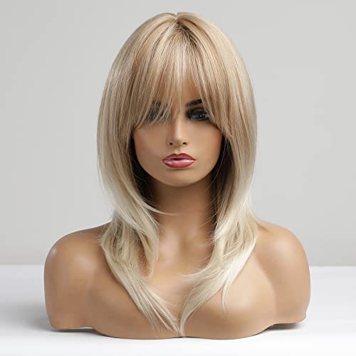 Medium length layered heat resistant wig with bangs - Image 8