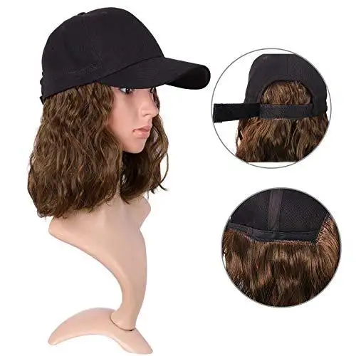 Medium Long Wavy Hair with Baseball Cap - Image 2